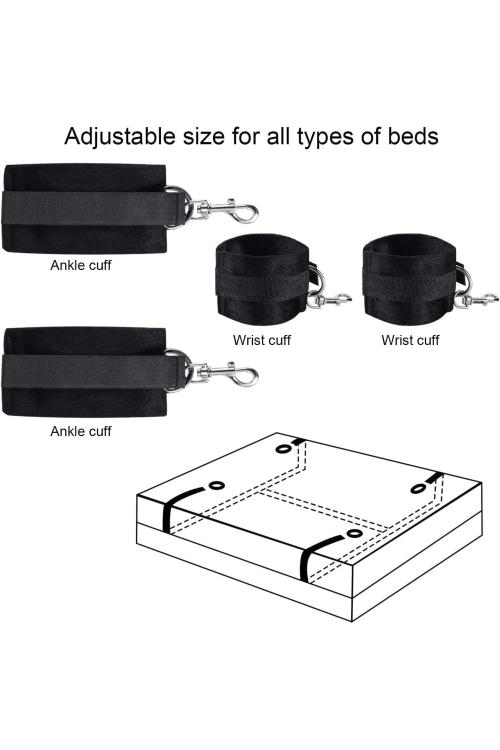 BDSM Bondage Kit for Couples - Bed Restraints Set with Handcuffs, Blindfold & Tickler | Beginner SM Toys